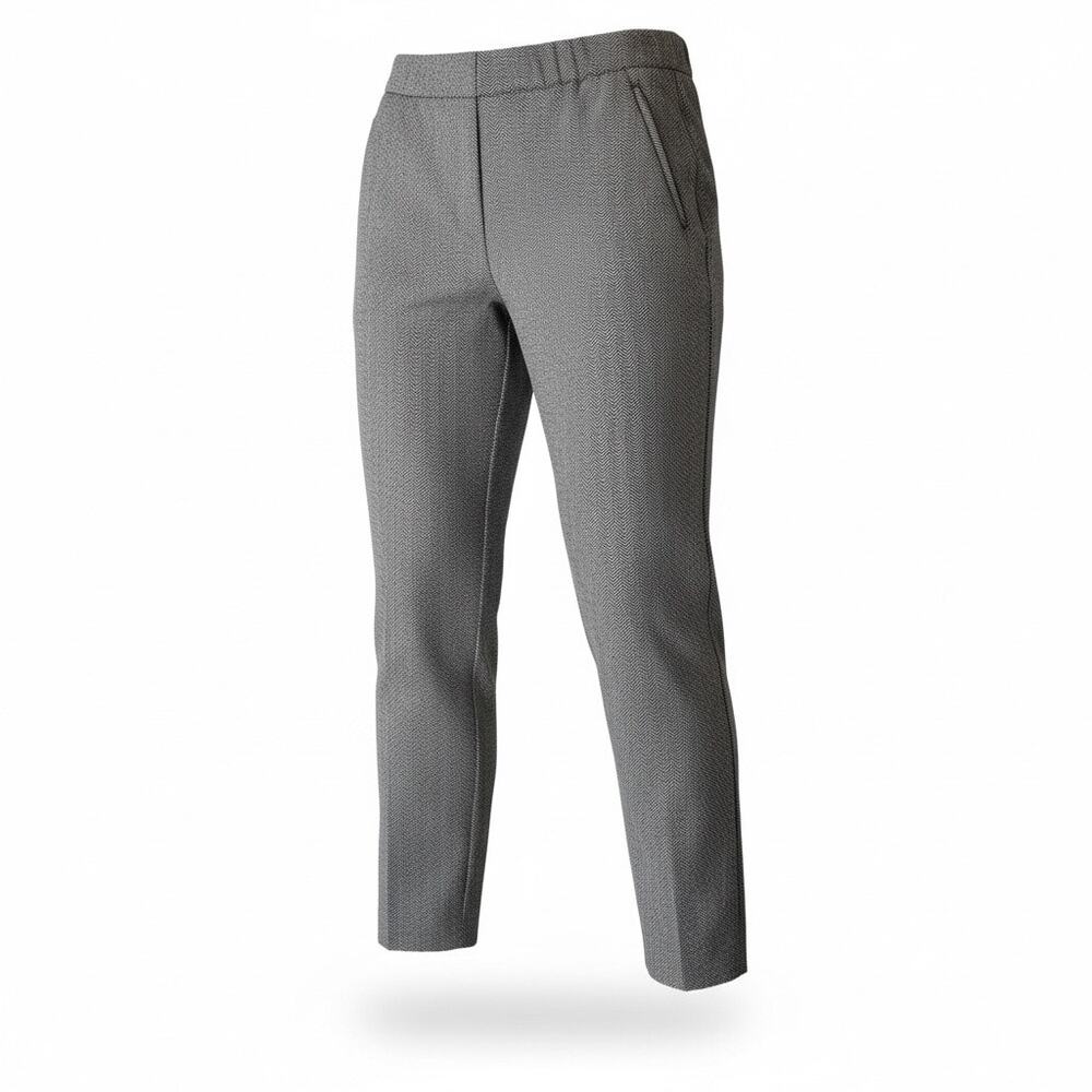 J. Jill Women's Gray Herringbone Ponte Welt-Pockets Slim-Leg Pants - Size XL